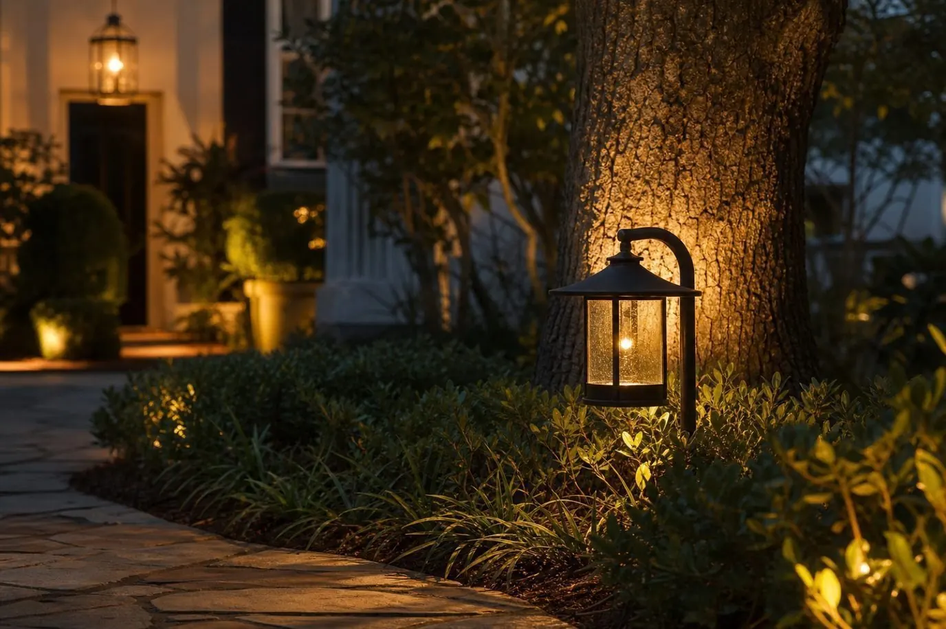 Landscape lighting fixture detail on a Charleston outdoor project