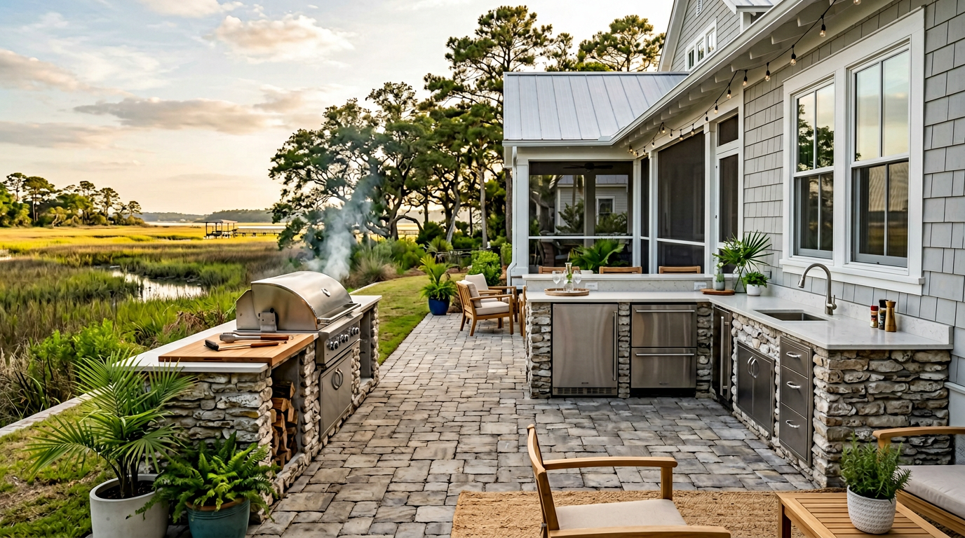 Island plus wing on a James Island style lot