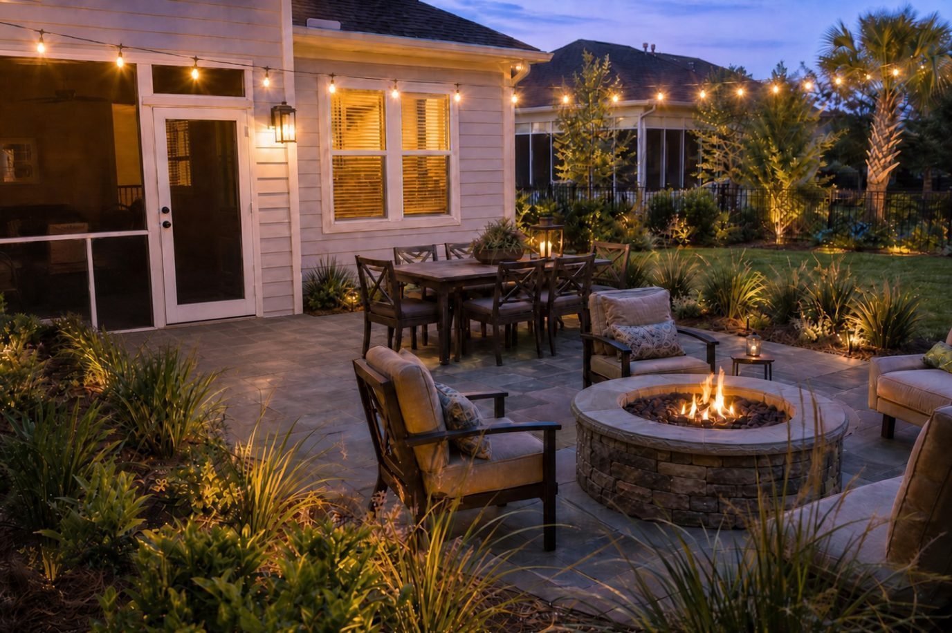 Curated outdoor living outcome in Charleston