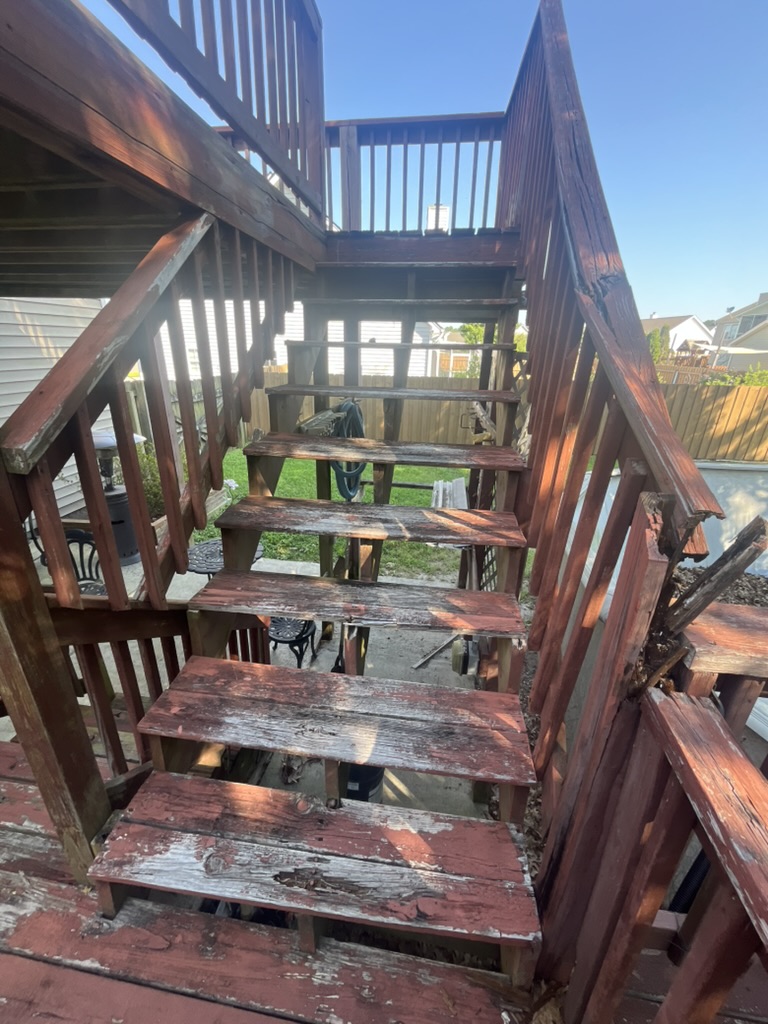 Failed stair guardrail